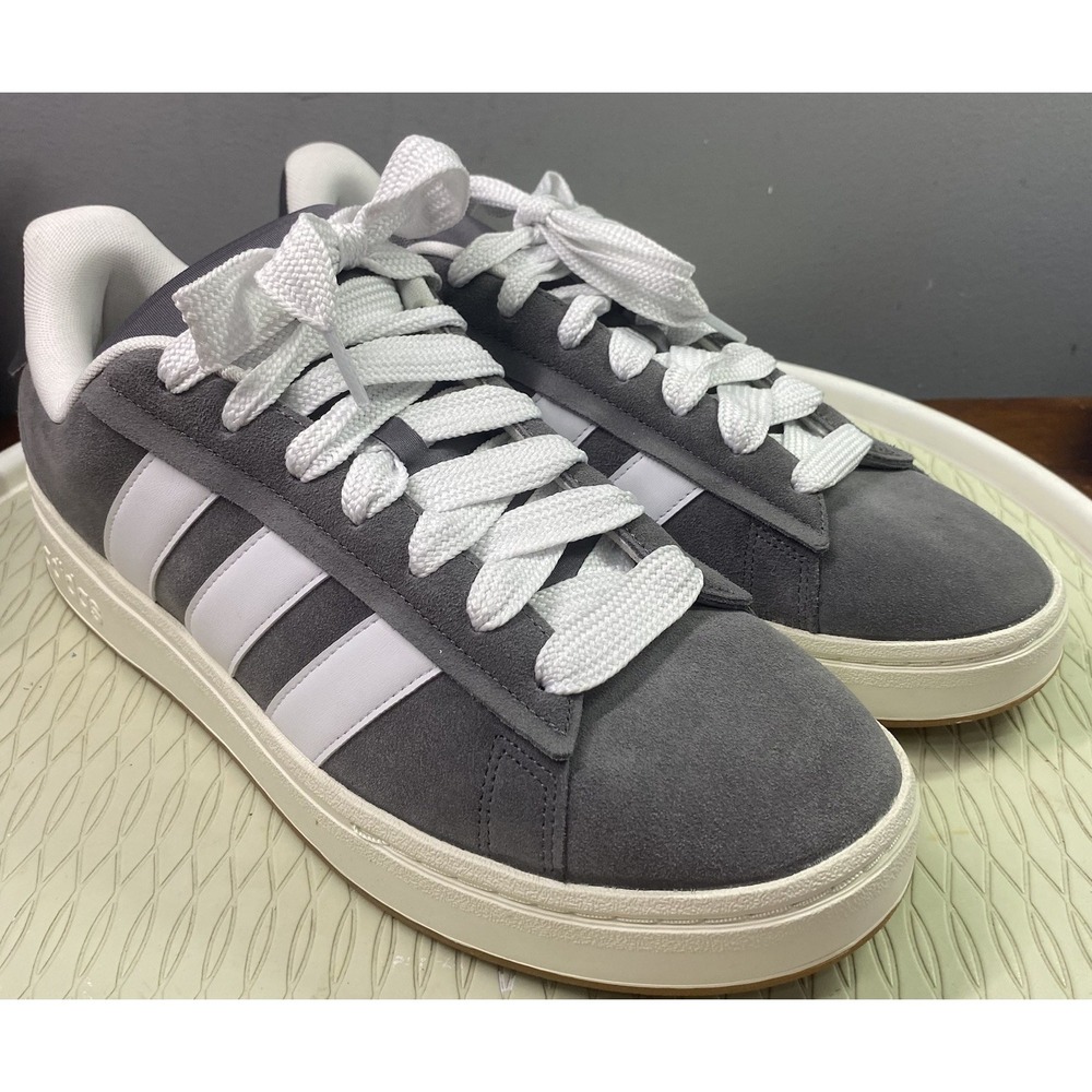 Adidas Court Alpha 00s Men's Suede Athletic Urban Sneakers Gray&White Sz. 13
